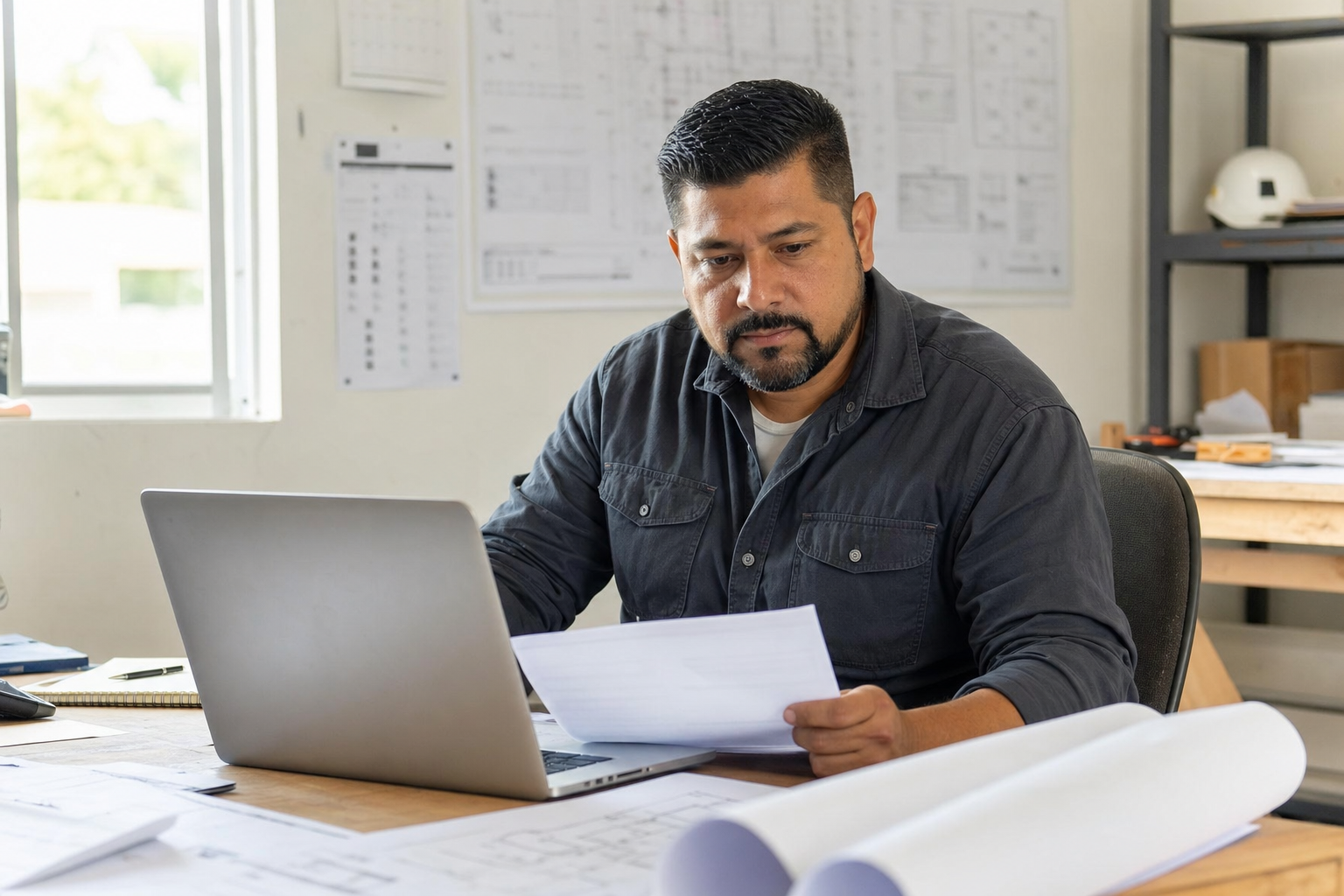 Contractor reviewing insurance savings